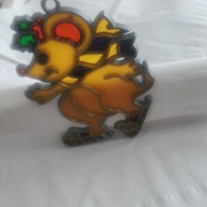 Festive Mouse Ornament with Red and Green Accents